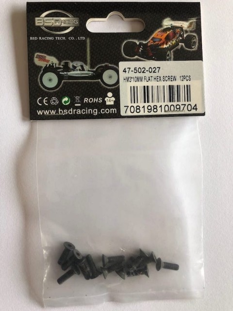 502-027 BSD HM3*10mm Flat Hex Screw 12stk.