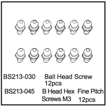 213-045 BSD Ball Head Screw M3