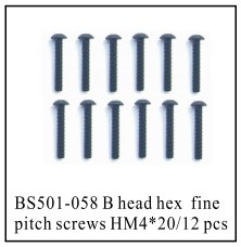 501-058 BSD B HEAD HEX FINE PITCH SCREWS HM4*20/12 PCS