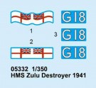 Trumpeter 1/350 HMS Zulu Destroyer 1941 thumbnail