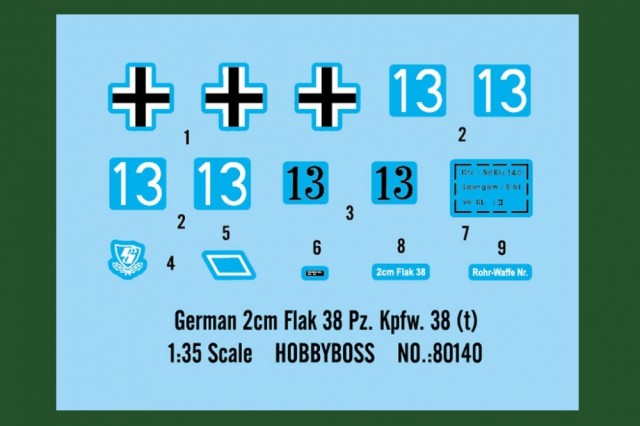 HobbyBoss 1/35 German 2cm Flak 38 Pz.Kpfw.38(t)