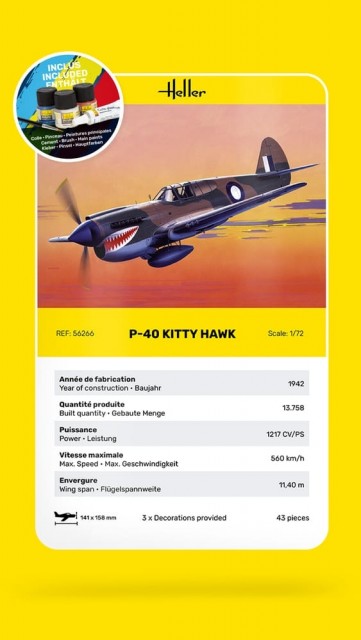 Heller Startsett 1/72 Curtiss P-40 Kittyhawk