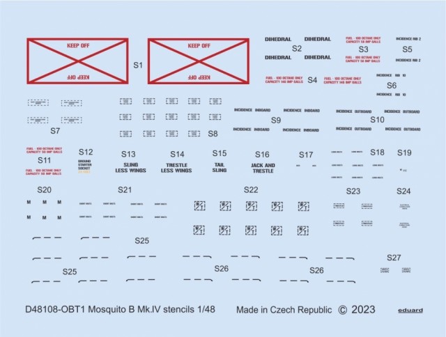 Eduard 1/48 Mosquito B Mk.IV stencils (for Tamiya/Revell)