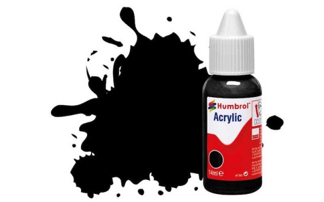 Humbrol Akryl No 21 Black - Blank 14ml Dropper Bottle