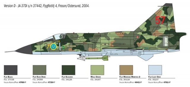 Italeri 1/48 Saab JA 37 / AJ 37 Viggen (svenske dekaler)