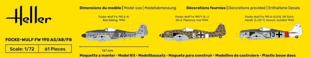 Heller Startsett 1/72 Focke-Wulf FW190 A5/A8/F8