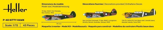 Heller Startsett 1/72 Curtiss P-40 Kittyhawk
