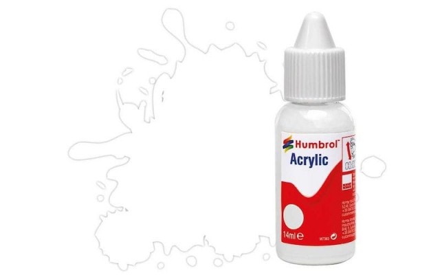 Humbrol Akryl No 130 White - Satin 14ml Dropper Bottle