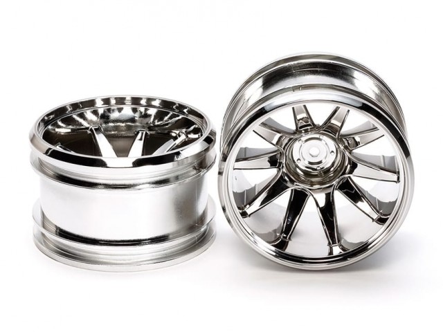 54677 Tamiya GF-01 Chrome Plated 10-Spoke Wheels (2stk.)
