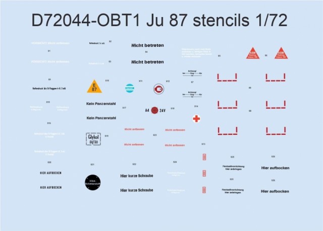 Eduard 1/72 Ju 87 stencils (for Academy/Airfix/Italeri/Revell)