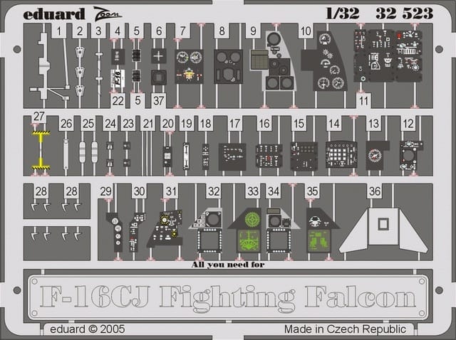 Eduard 1/32 Detaljsett F-16CJ interior (for Tamiya kit)