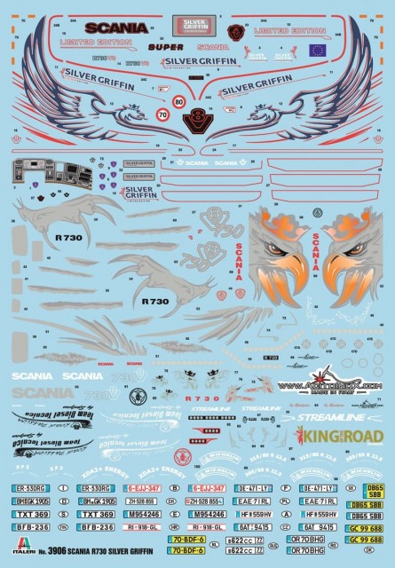 Italeri 1/24 Scania R730 V8 Streamline Silver Griffin
