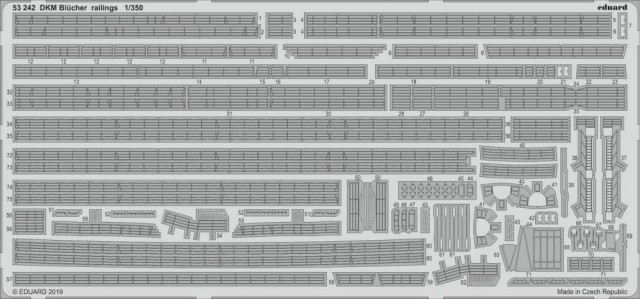 Eduard 1/350 DKM Blucher railings (for Trumpeter kit)