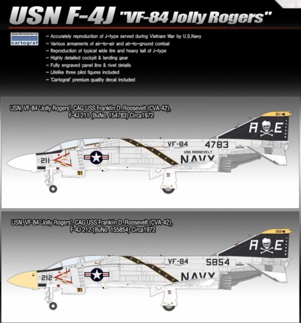Academy 1/48 USN F-4J Phantom II VF-84 Jolly Rogers