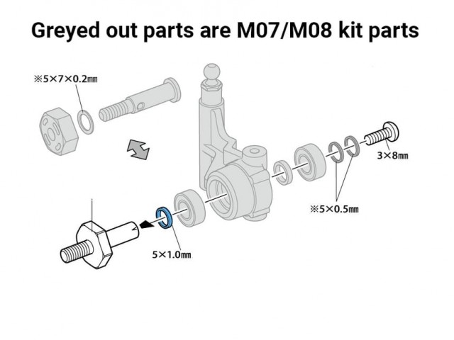 54996 Tamiya M-Chassis Lightweight One-Piece Aluminum Axle and Hub Set